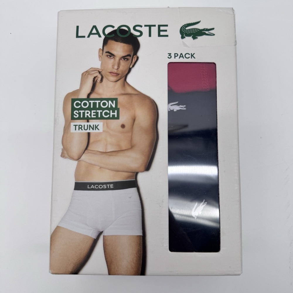Lacoste Men's 3-Pack Cotton Stretch Trunks Boxers Briefs Size XL 5H1299-51 Multi